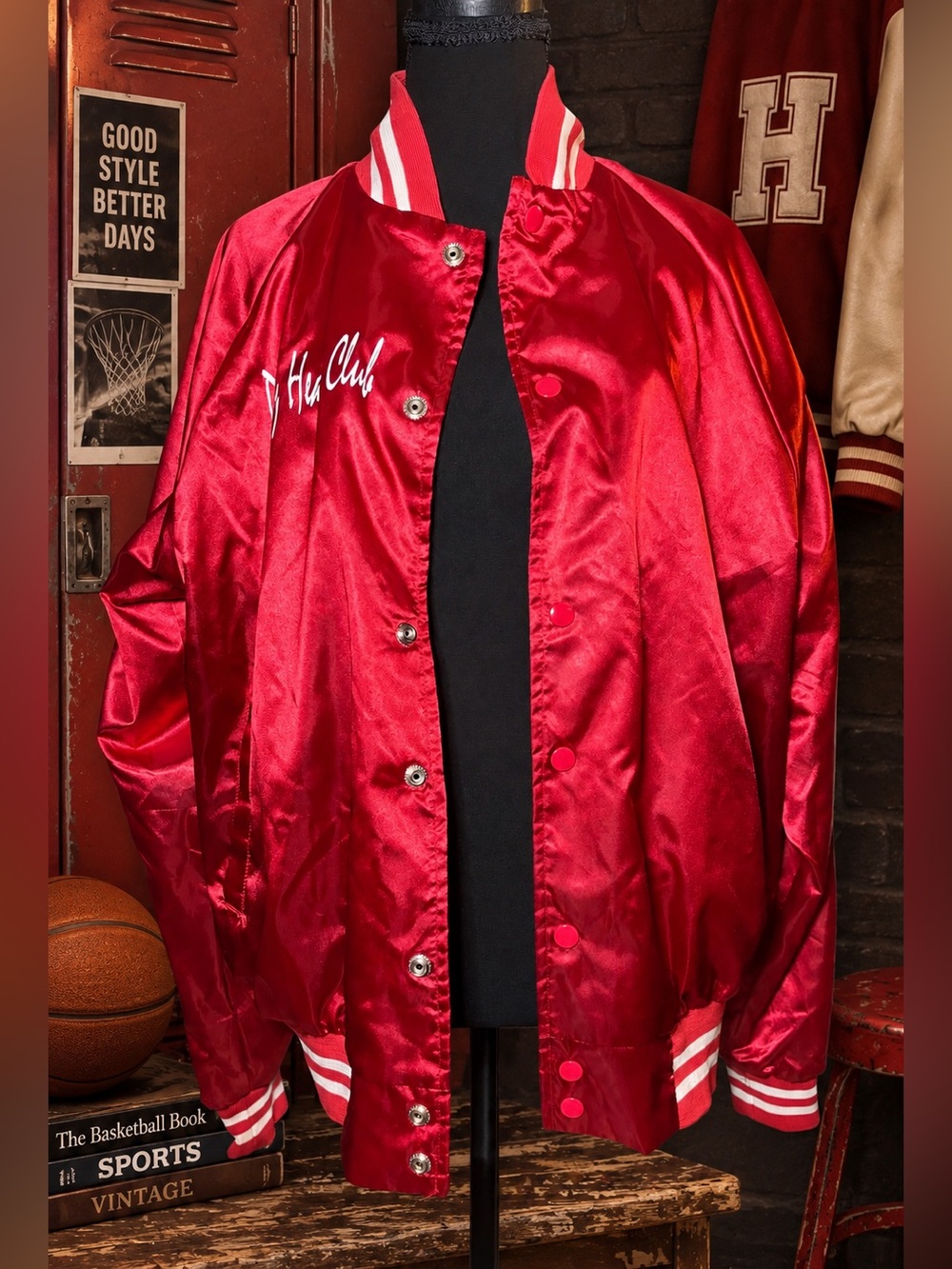 Dirty Hearts Club Red Satin Varsity Bomber DH Laurel Streetwear Jacket M